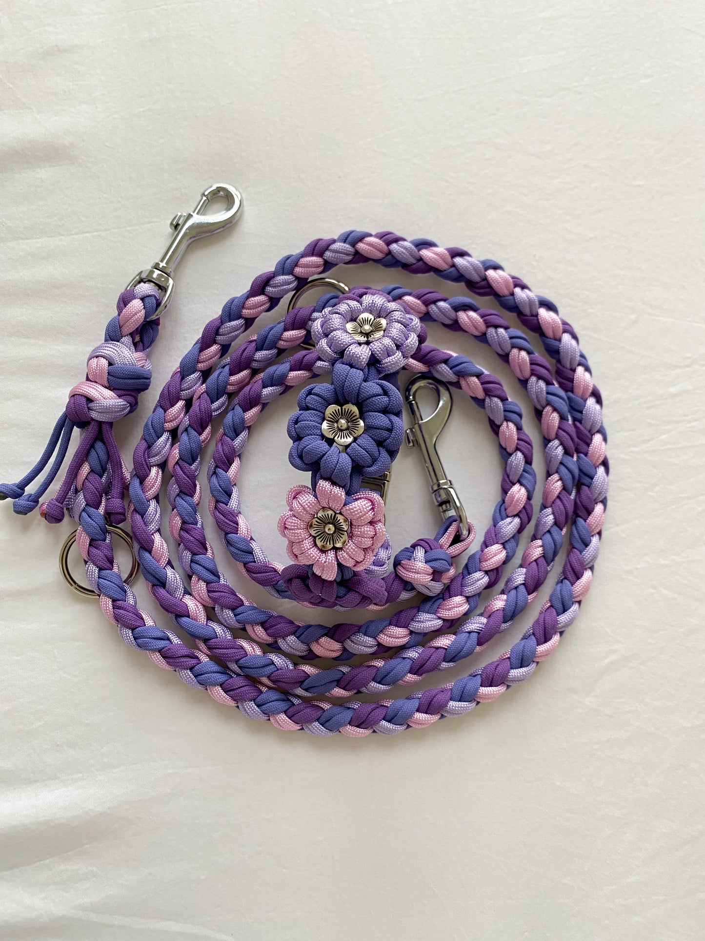 Hawaii Set Flower Power Halsband & Leine Rund